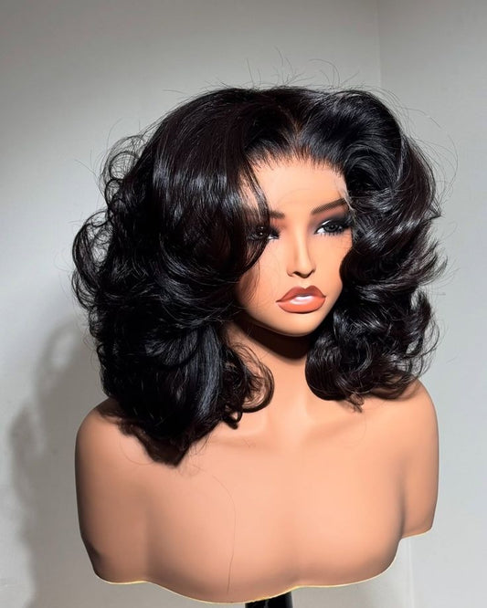 Deli 12ADouble drawn Loose bounce full frontal wig