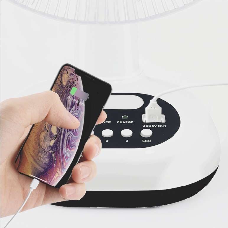 PUREVIEW 12 inch USB solar fan charging head with lamp desk fan solar fan ( battery life 9- 20hours)