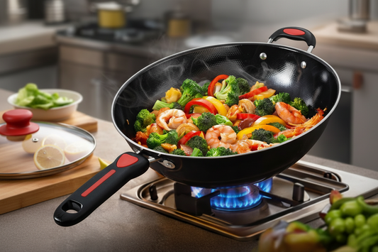 Black 30CM low grade Non stick Wok frying pan with two handles