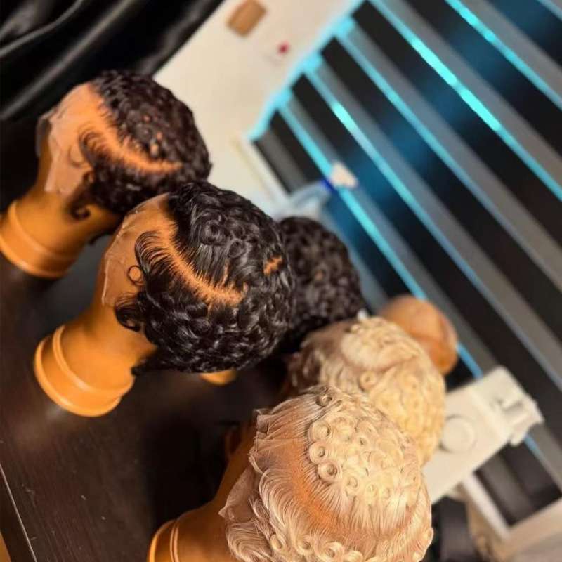 Pre Styled Chioma Full Frontal 100% Human Hair Pixie Curl Lace 13*4 Frontal Wig