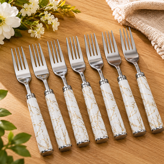 White Marble 6pcs fork set