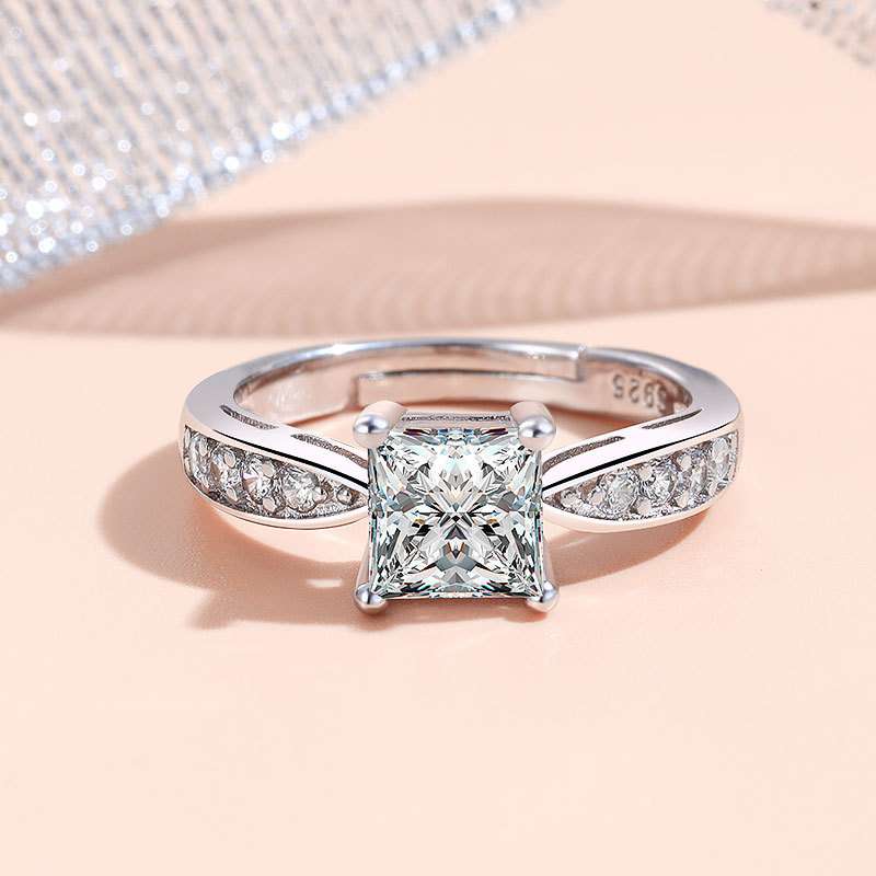 Four claw Korean 1 carat Engagement ring | Adjustable Opening  ring fit all finger sizes